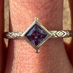 Silpada Belle Fleur Sterling Silver Purple CZ Stack Ring Size 925 8
